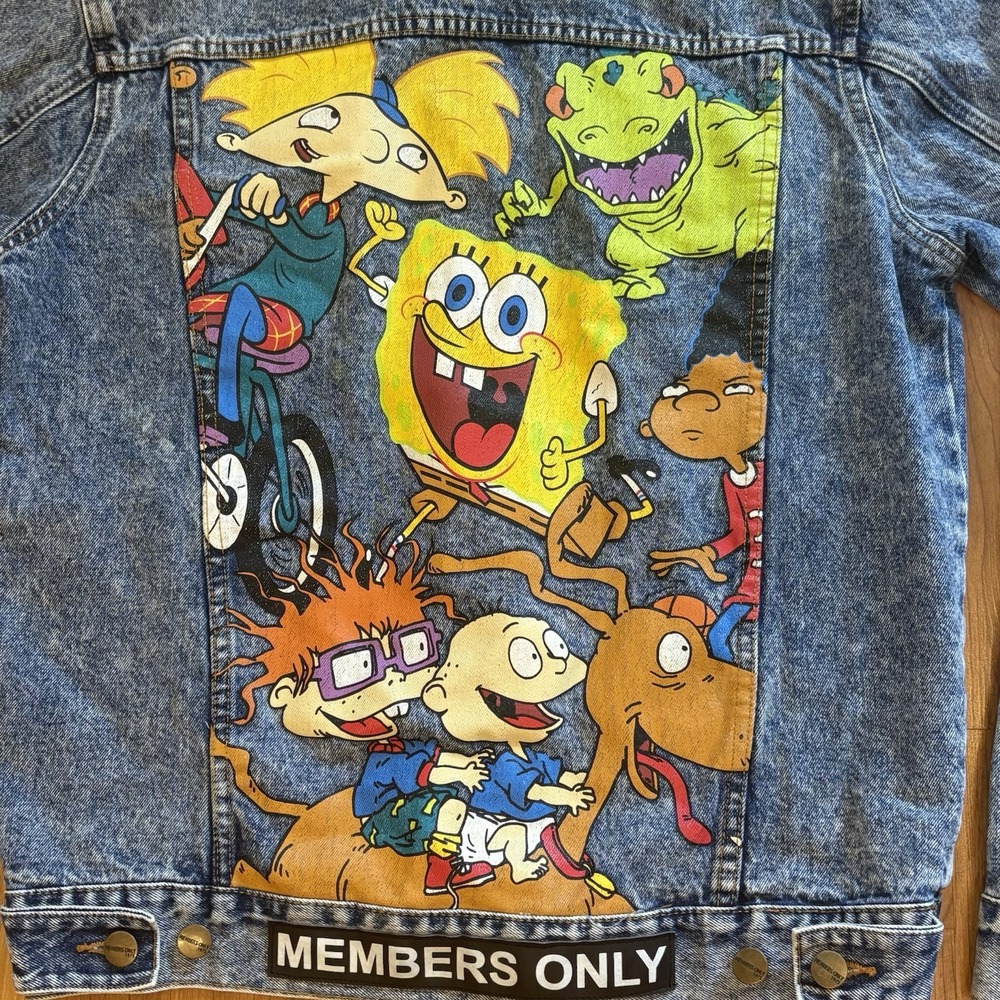 Members Only Nickelodeon Denim Jacket Size M Rugrats, SpongeBob And Hey Arnold - Picture 7 of 9